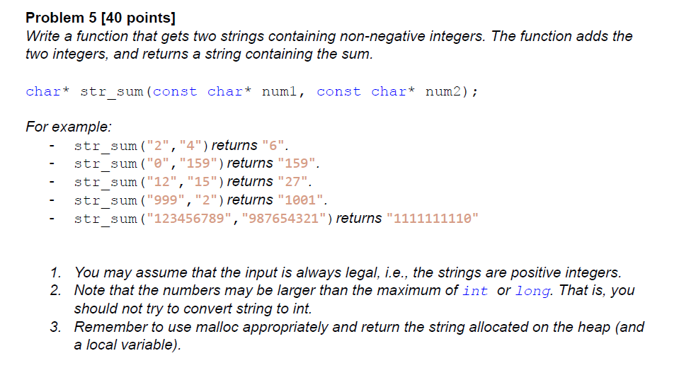 Solved Problem 5 [40 ﻿points]Write a function that gets two | Chegg.com