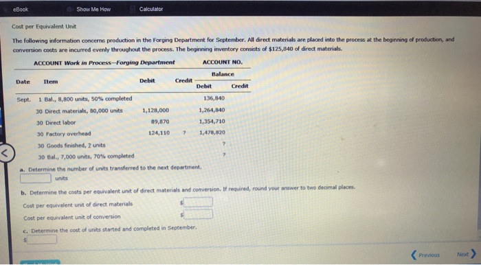 Solved eBook Show Me How Calculator Cost per Equivalent Unit | Chegg.com