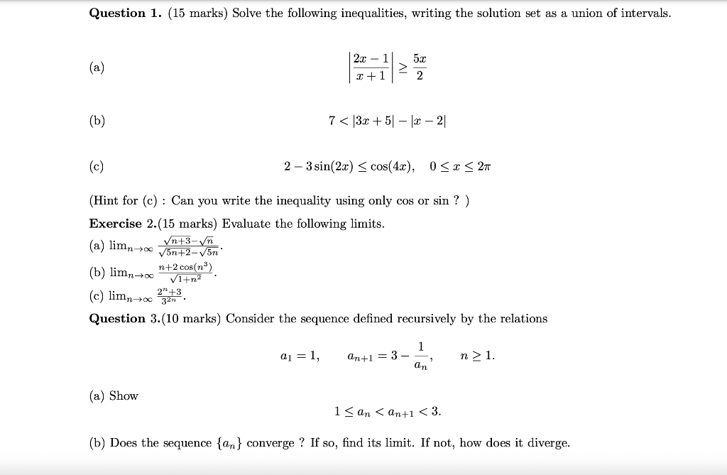 Solved Question 1. (15 marks) Solve the following | Chegg.com