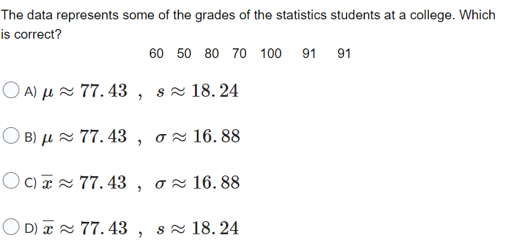 Solved The data represents some of the grades of the | Chegg.com image.