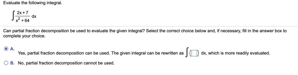 Solved Evaluate The Following Integral Sex 2x 7 Dx 64 4032