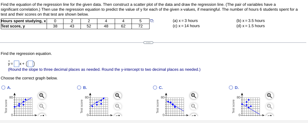 Solved Find the equation of the regression line for the | Chegg.com