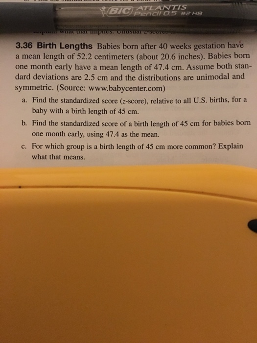 Solved 3.36 Birth Lengths Babies born after 40 weeks