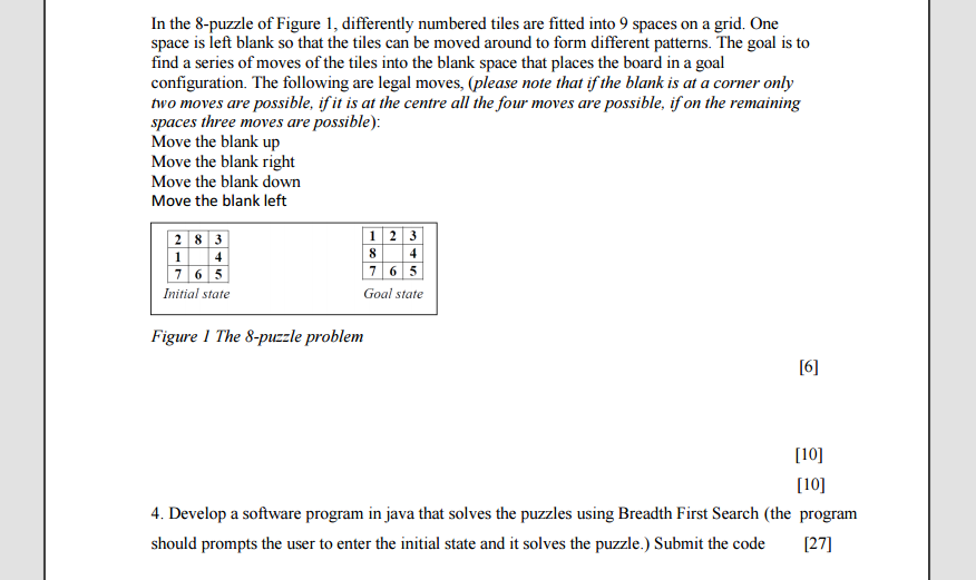 Solved In the 8-puzzle of Figure 1, differently numbered | Chegg.com