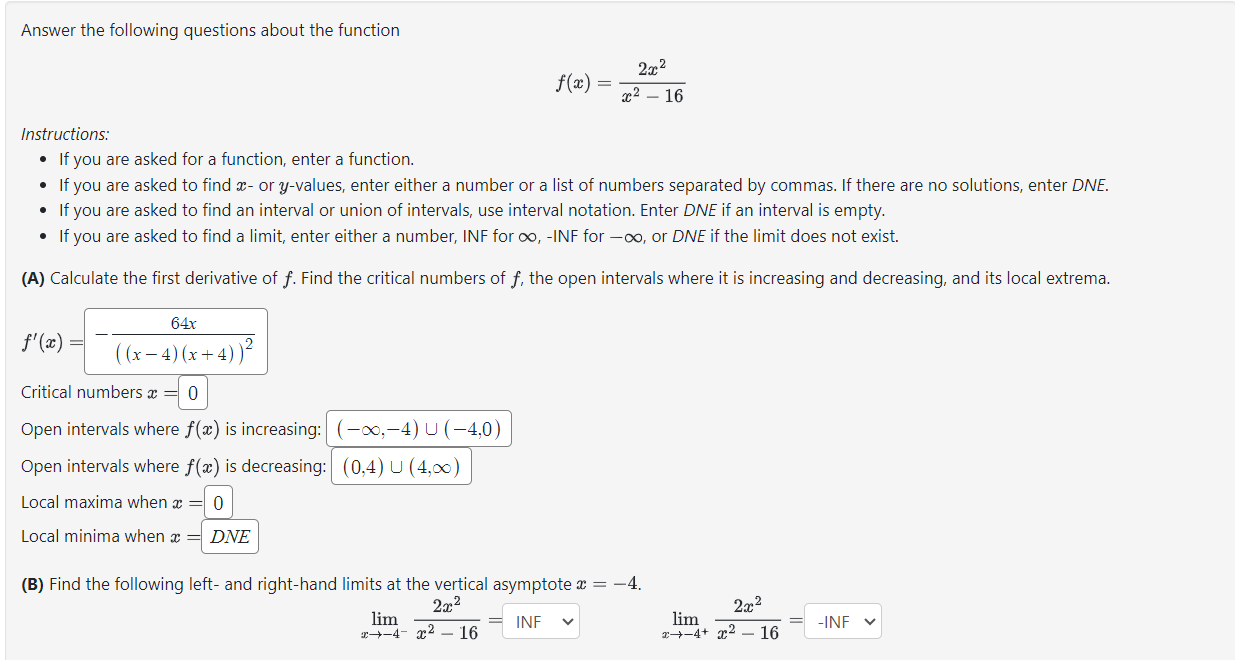 Solved Answer the following questions about the function | Chegg.com