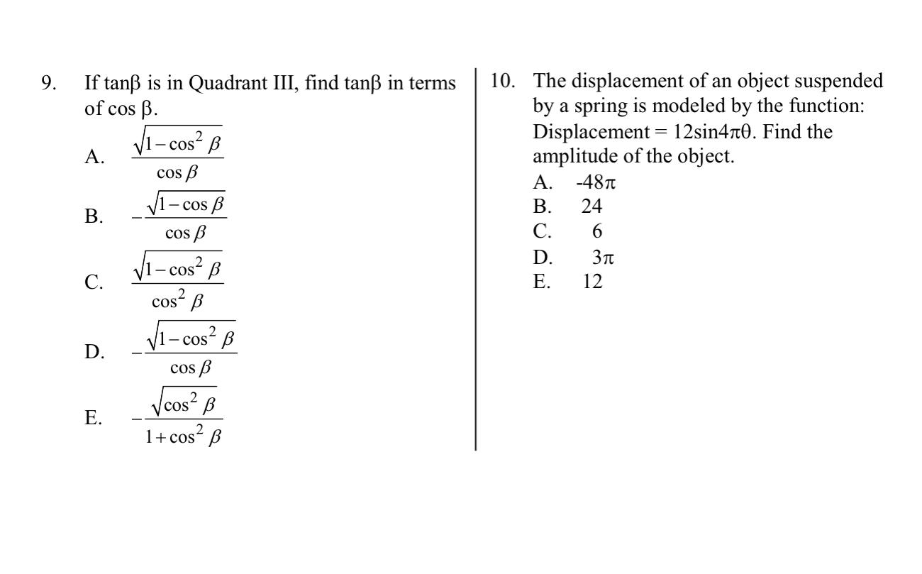 Solved 9 If Tanſ Is In Quadrant Iii Find Tanſ In Terms Chegg Com