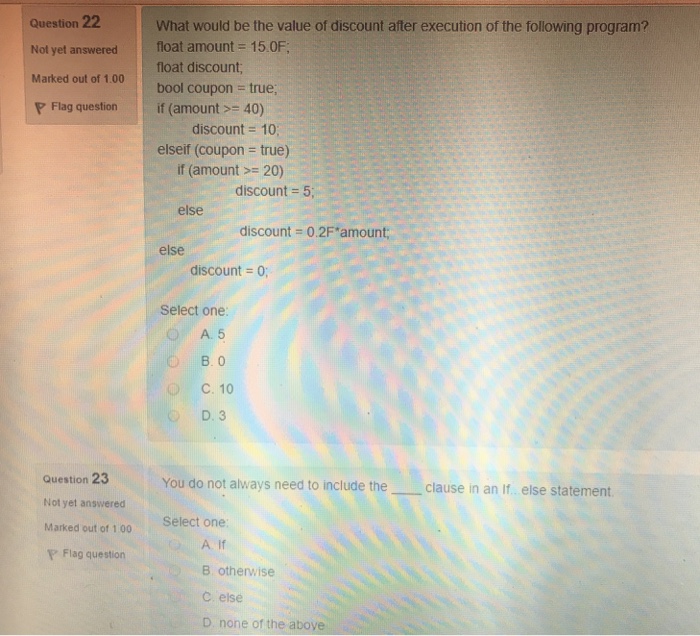 Solved Question 22 Not yet answered float amount Marked out | Chegg.com