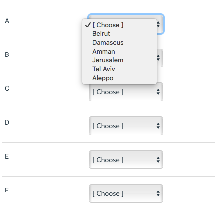 Solved Match each major city with the letter in its | Chegg.com