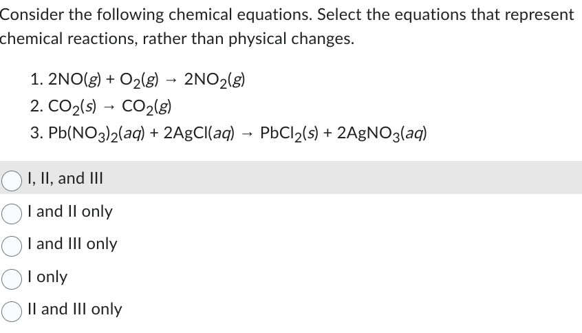 Solved Consider the following chemical equations. Select the | Chegg.com
