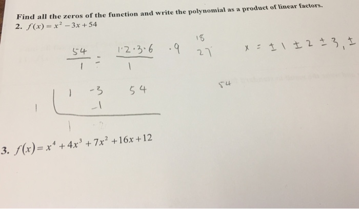Solved Find all the zeros of the function and write the | Chegg.com