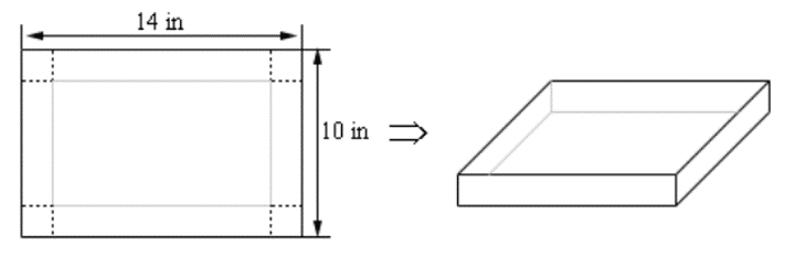 Solved We have a piece of cardboard that is 14 inches by 10 | Chegg.com