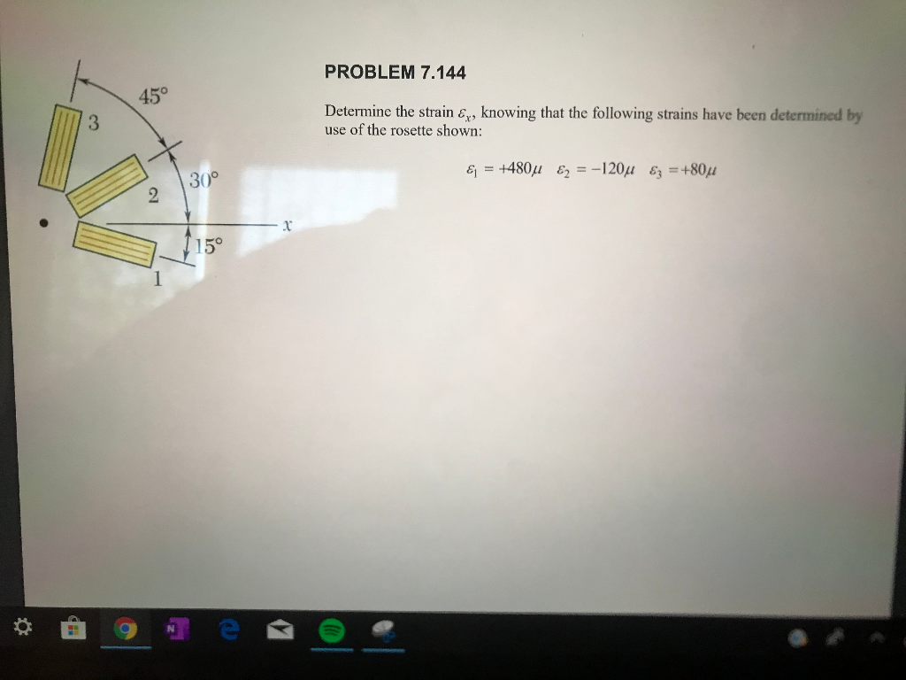 Solved PROBLEM 7.144 45° Determine the strain &, knowing | Chegg.com