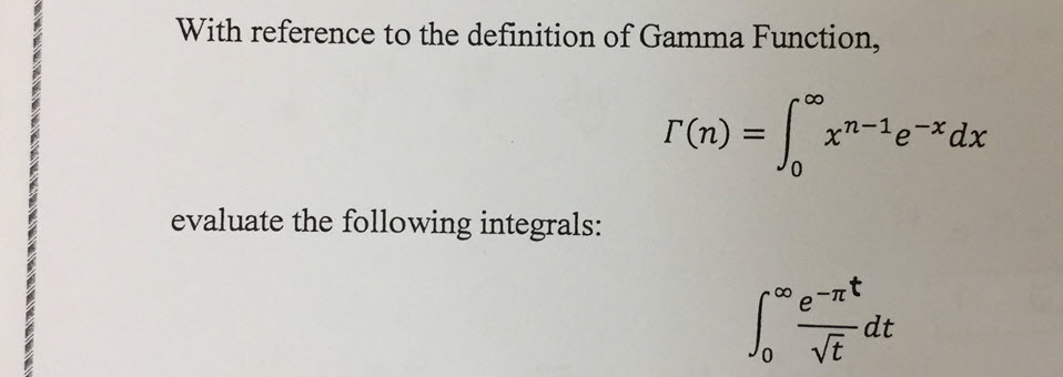 Solved With Reference To The Definition Of Gamma Function | Chegg.com