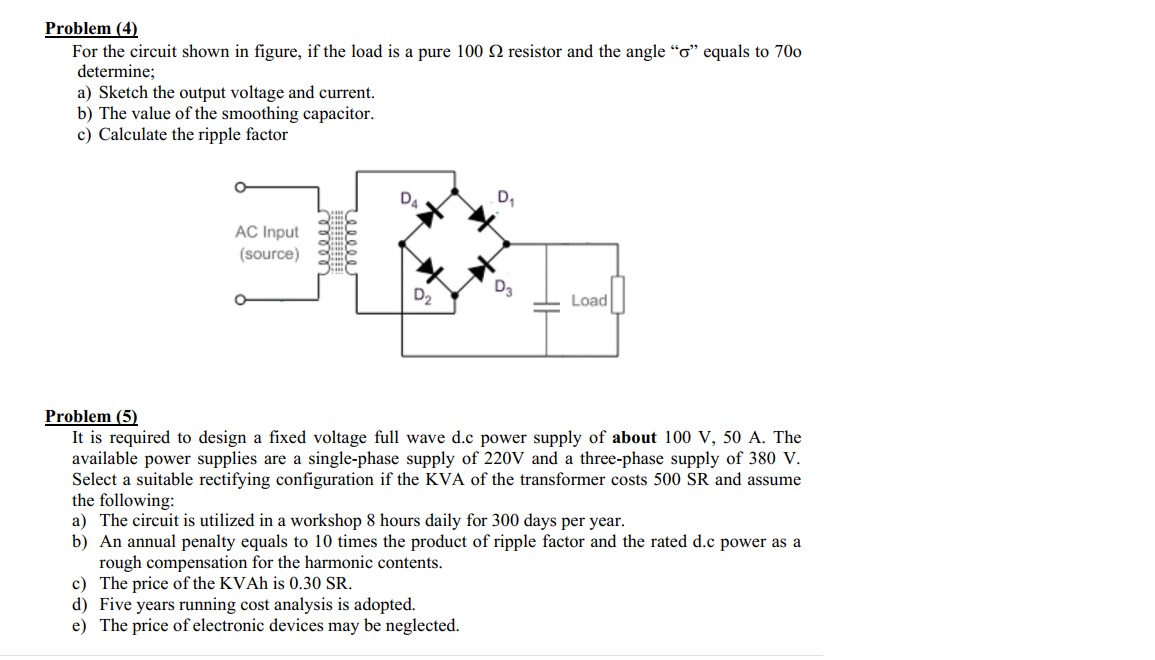 Solved Problem (4)For The Circuit Shown In Figure, If The | Chegg.com