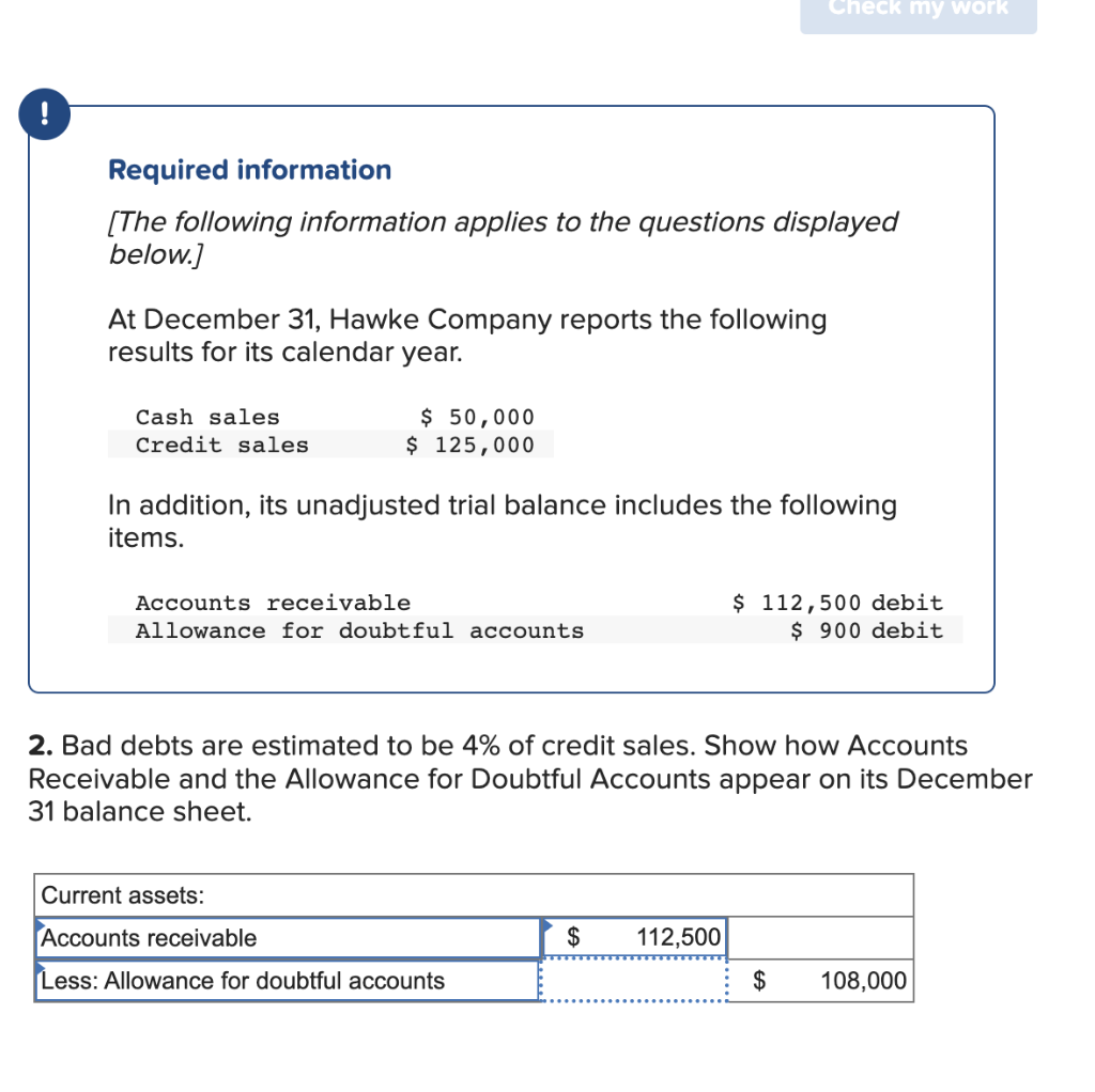 Solved ! Check my work Required information [The following | Chegg.com