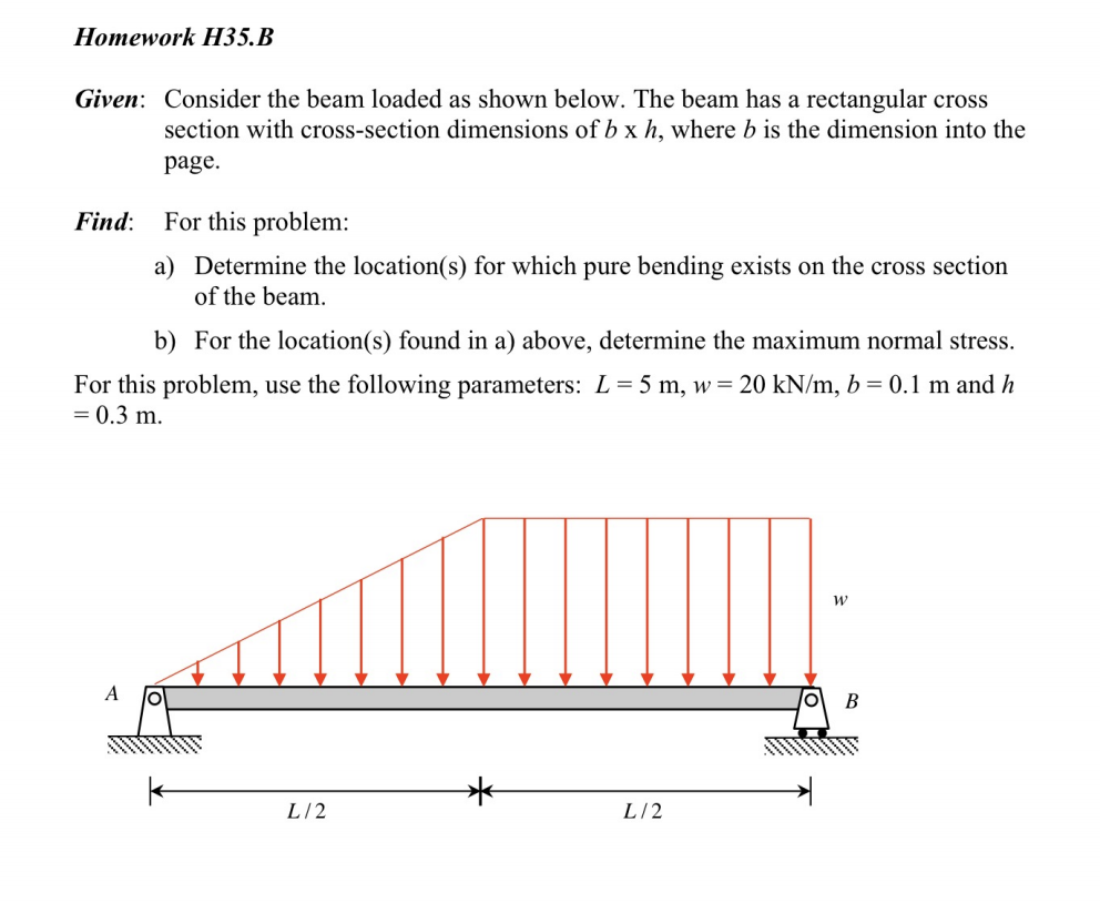 Solved Homework H35.B Given: Consider The Beam Loaded As | Chegg.com