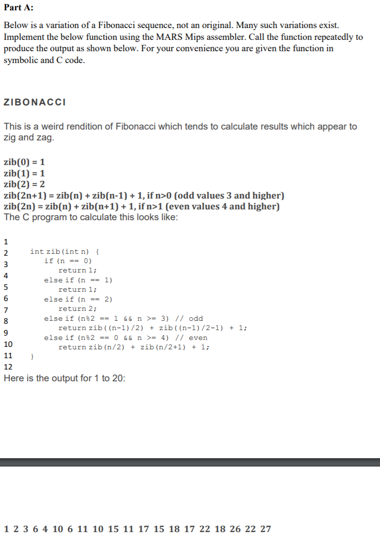 Part A: Below Is A Variation Of A Fibonacci Sequence, | Chegg.com