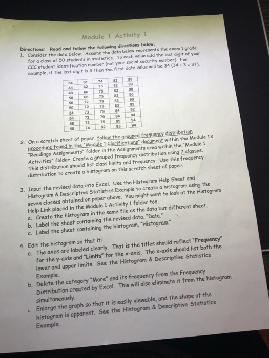 Module 1 Activity 1 Directions: Read And Follow The | Chegg.com