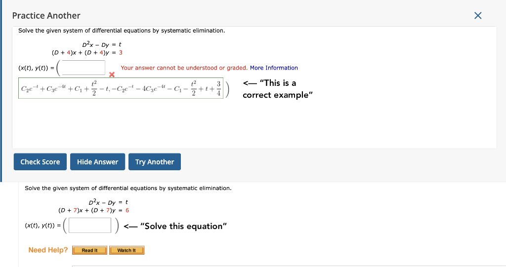 Solved Differential Equations Solve the given system of
