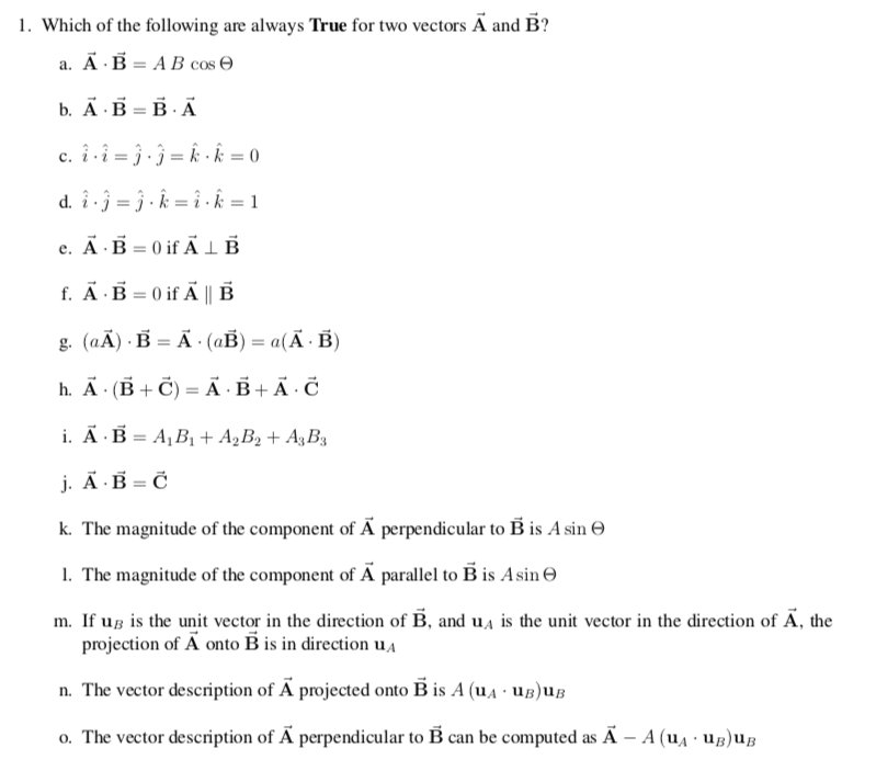 Solved 1 Which Of The Following Are Always True For Two Chegg Com