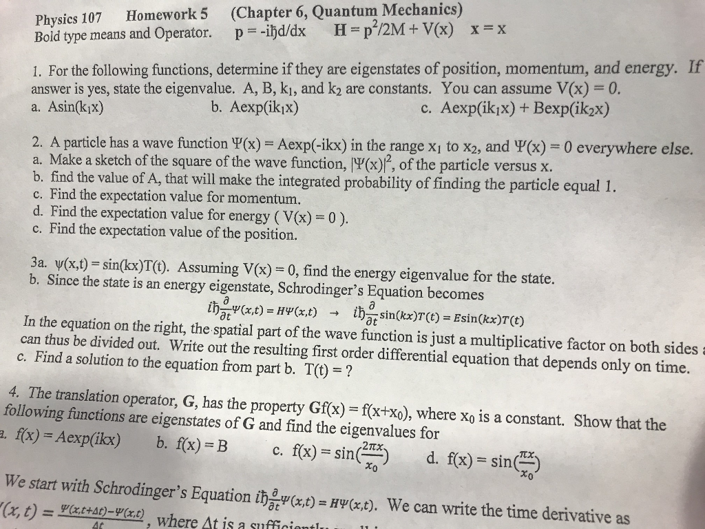 quantum physics homework