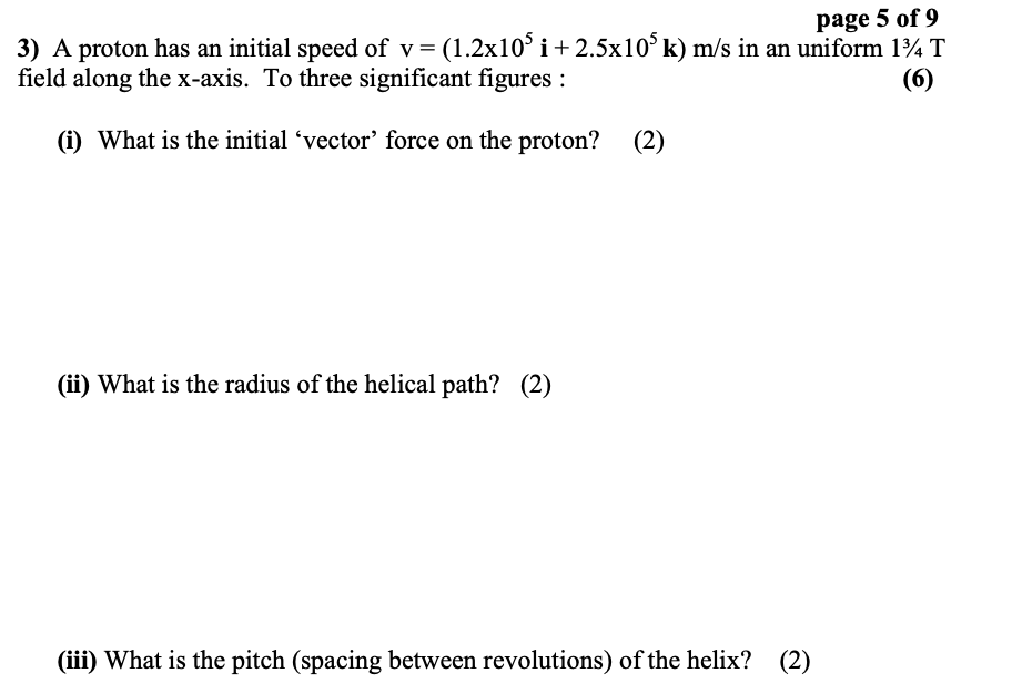 Solved Page 5 Of 9 3 A Proton Has An Initial Speed Of V Chegg Com