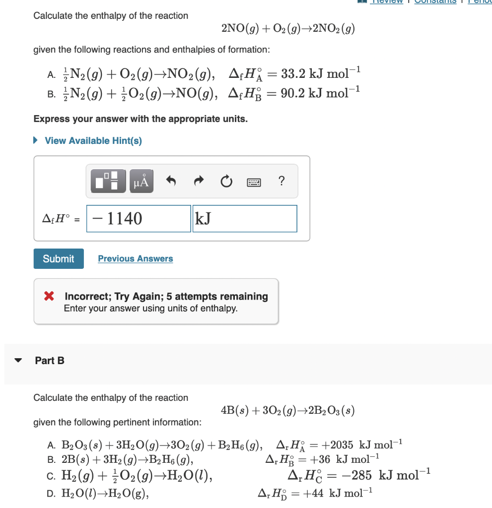 Solved Calculate The Enthalpy Of The Reaction | Chegg.com