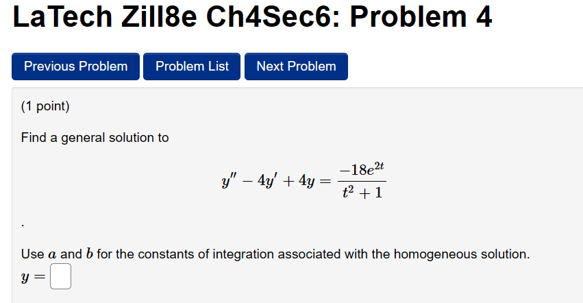 Solved (1 ﻿point)Find A General Solution | Chegg.com