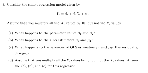 Solved 3. Consider the simple regression model given by | Chegg.com