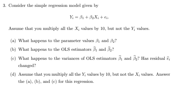 Solved 3. Consider The Simple Regression Model Given By | Chegg.com