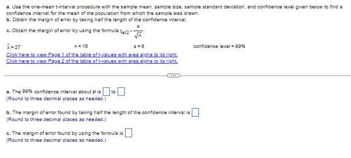 Solved A. ﻿Use The One-mean T-interval Procedure With The | Chegg.com