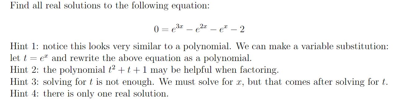 Solved Find all real solutions to the following equation: | Chegg.com