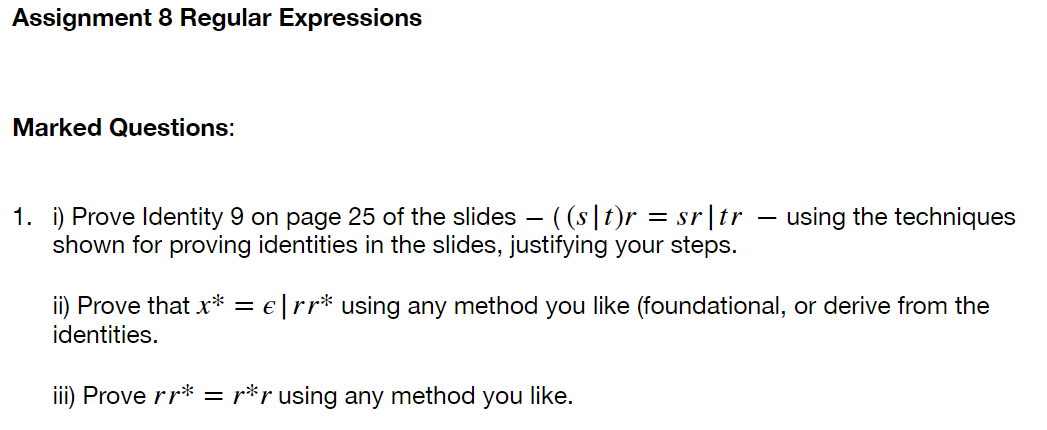 Solved Assignment 8 Regular Expressions Marked Questions: 1. | Chegg.com