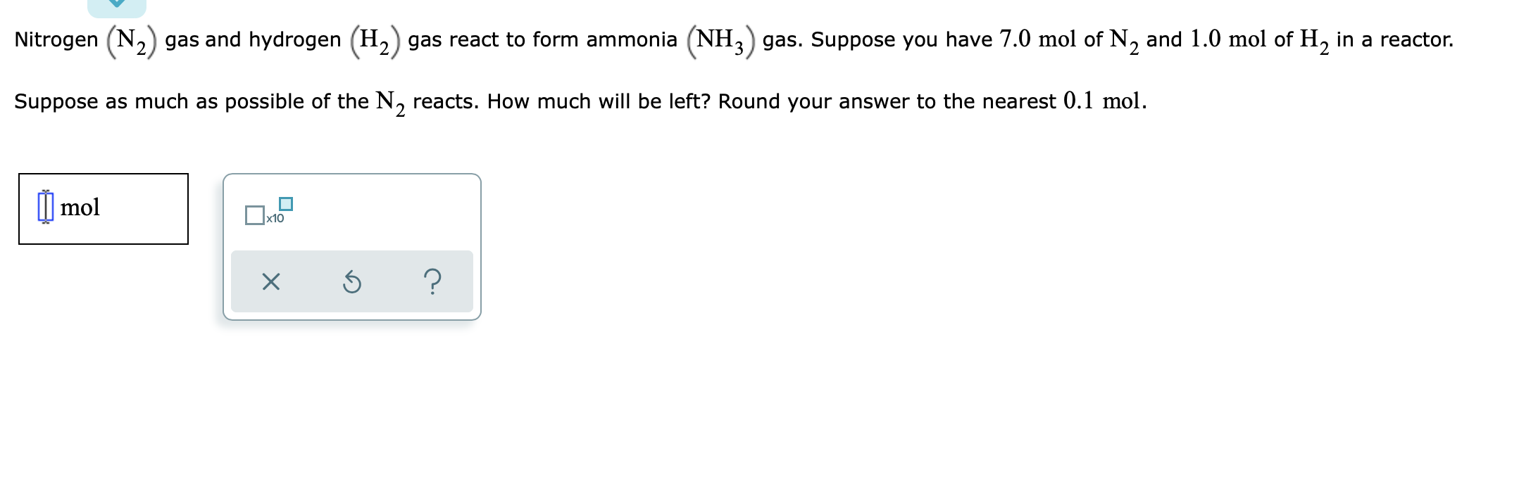 Solved Nitrogen (N2) gas and hydrogen (H2) gas react to form