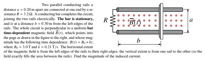 Solved Two parallel conducting rails a distance a = 0.20 m | Chegg.com
