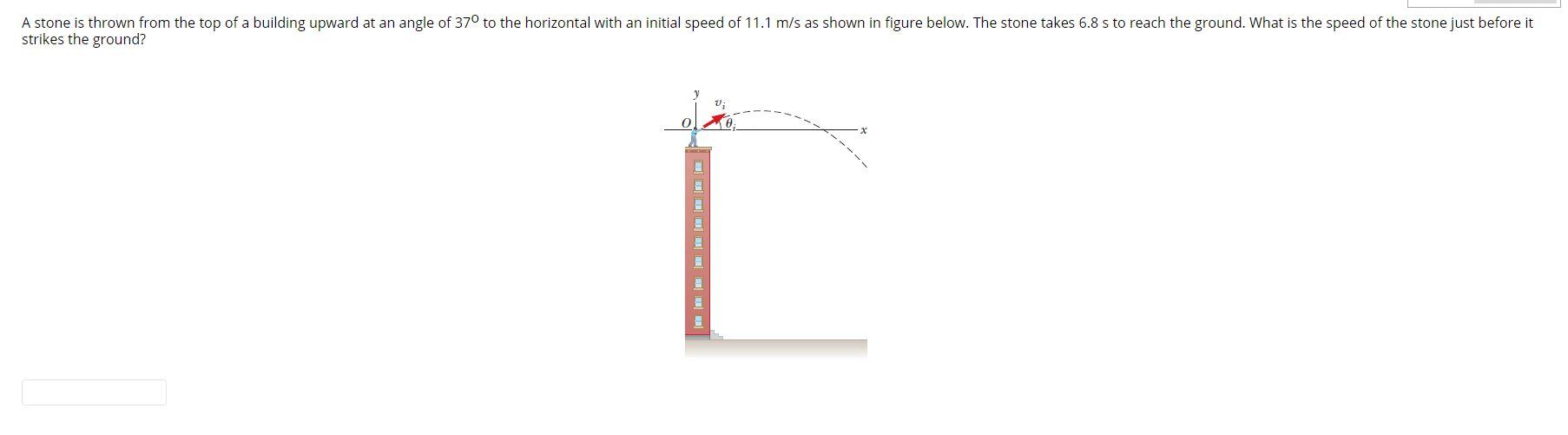 Solved A stone is thrown from the top of a building upward | Chegg.com