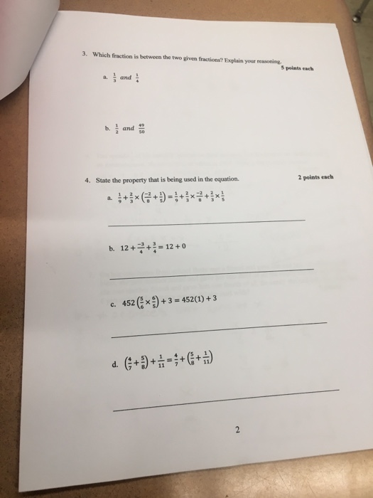 Solved 3. Which fraction is between the two given fractions? | Chegg.com