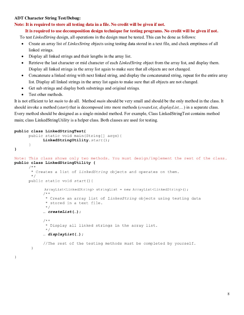 Project 2 ADT Character String Implement the ADT | Chegg.com