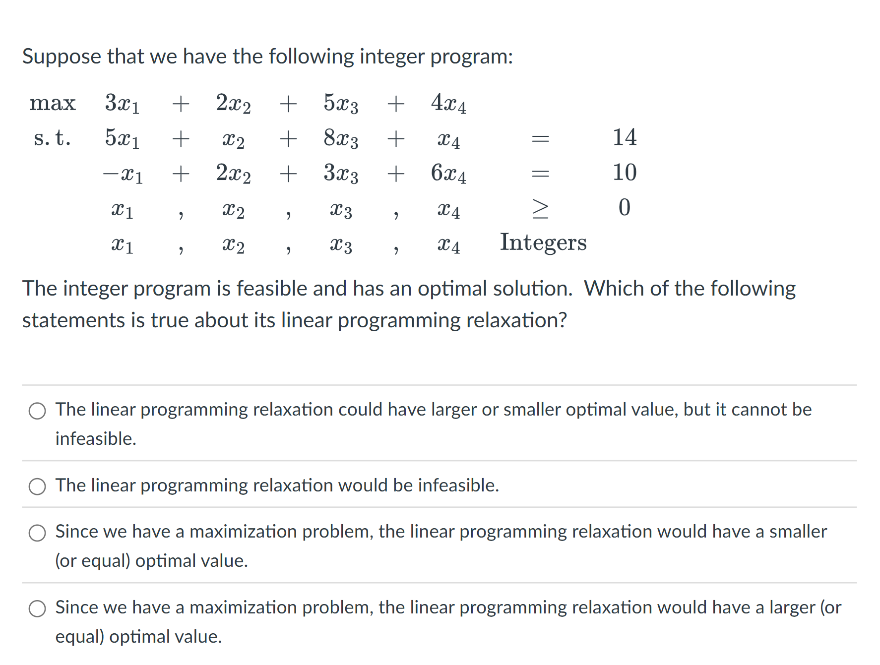Solved Suppose that we have the following integer | Chegg.com