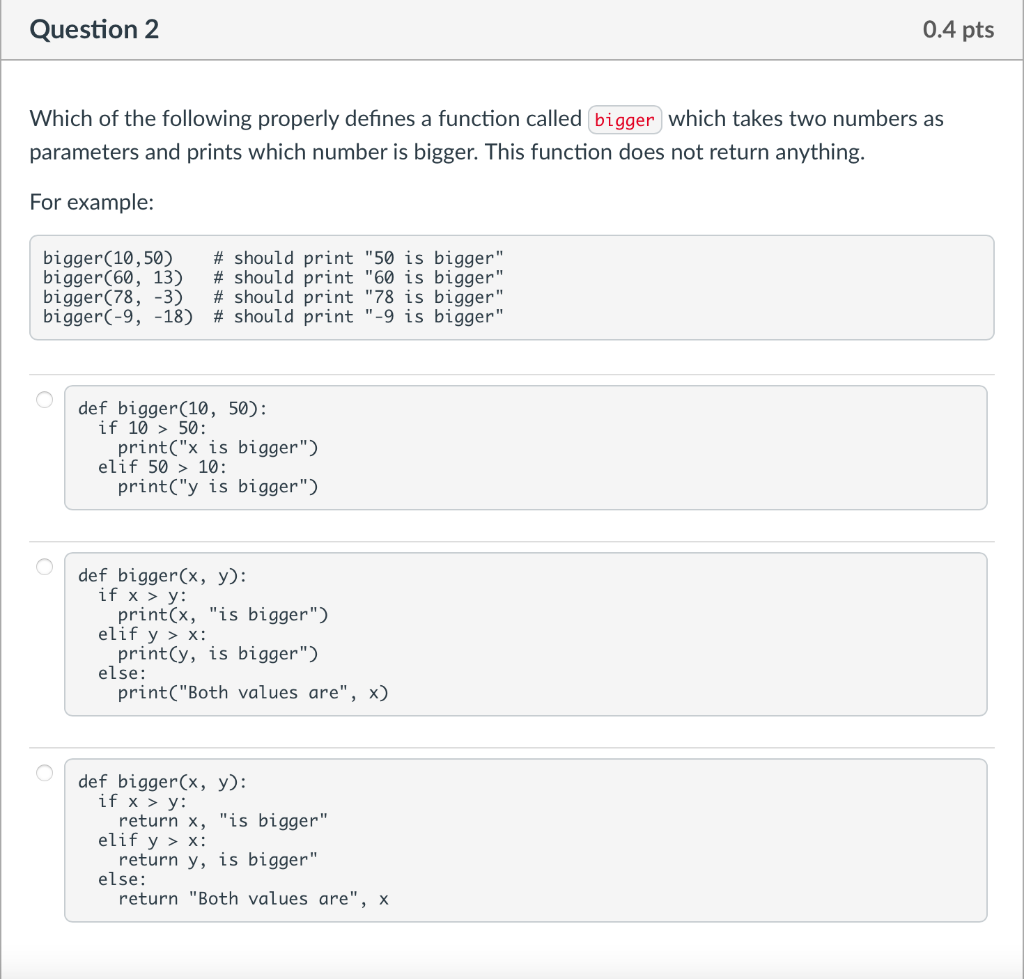Solved Question 1 0.4 pts The following two programs produce | Chegg.com
