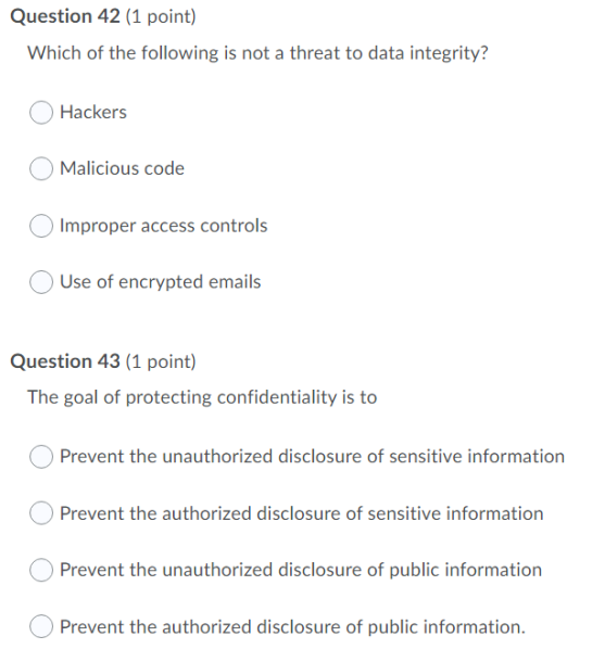 Solved Question 42 (1 point) Which of the following is not a | Chegg.com