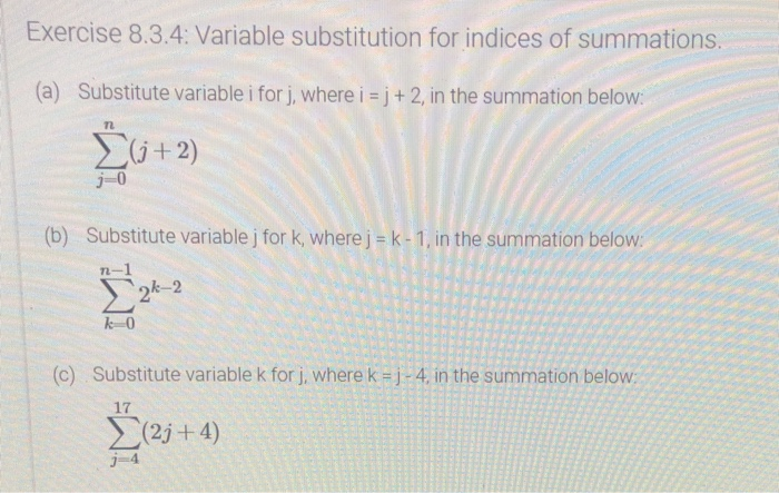 Solved Exercise 8.3.4: Variable Substitution For Indices Of | Chegg.com