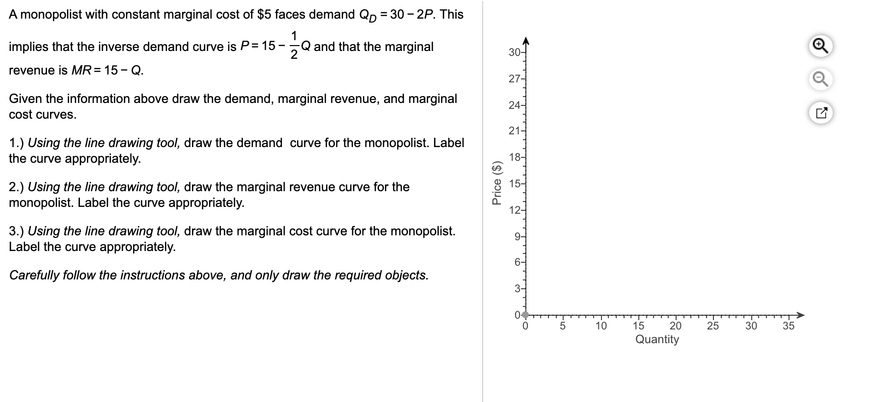Solved A monopolist with constant marginal cost of $5 faces | Chegg.com