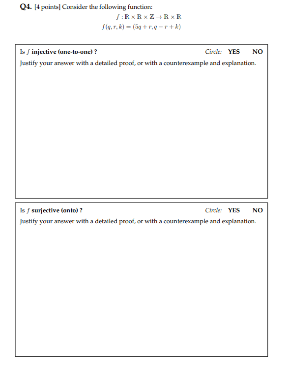 Solved Q4. [4 points] Consider the following function: f:RX | Chegg.com