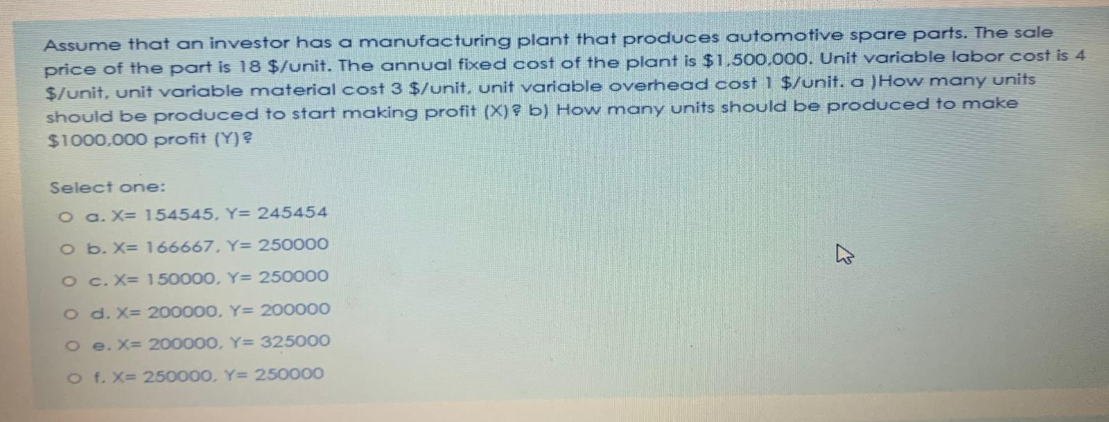 Solved Assume that an investor has a manufacturing plant | Chegg.com