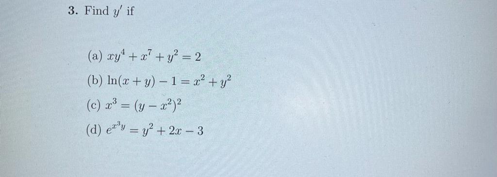 Find Y Math Problem Solved Find y' | Chegg.com