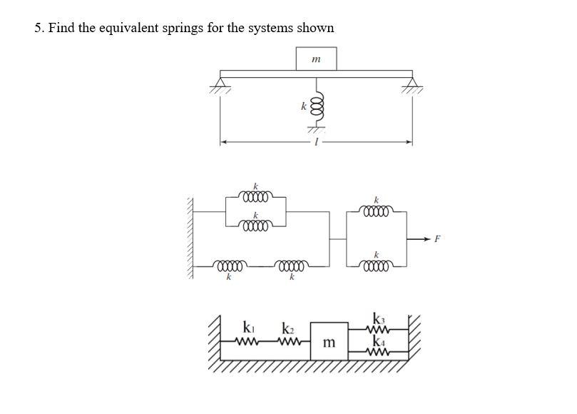 Solved 5. Find the equivalent springs for the systems shown | Chegg.com