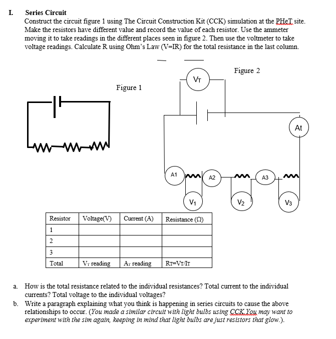 Solved I. Series Circuit Construct the circuit figure 1
