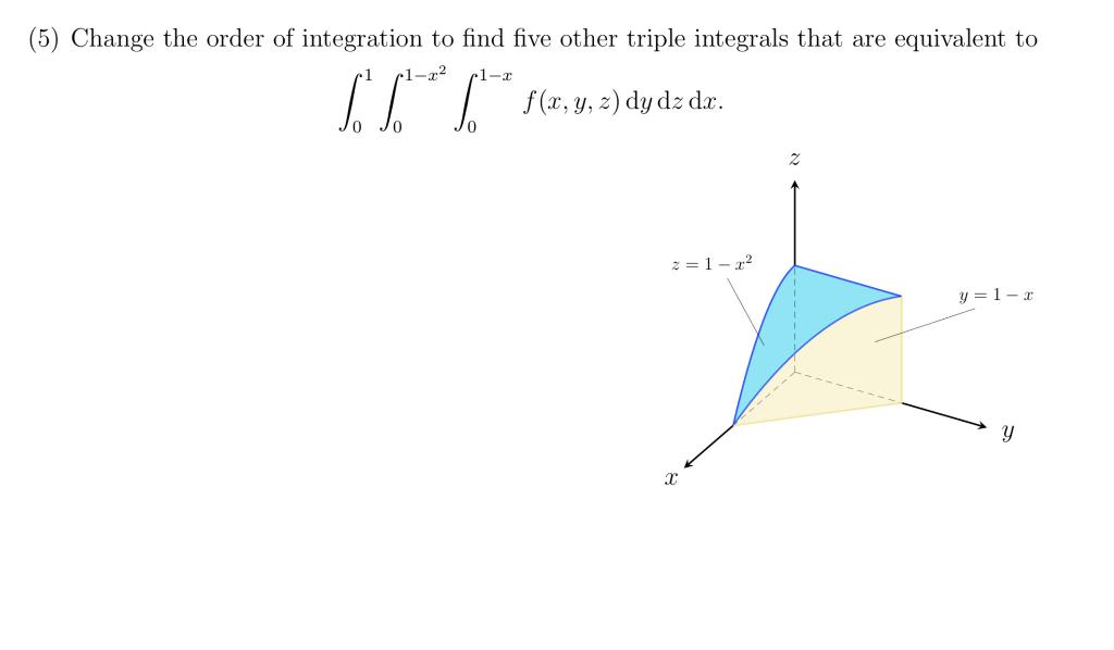 Solved (5) Change the order of integration to find five | Chegg.com