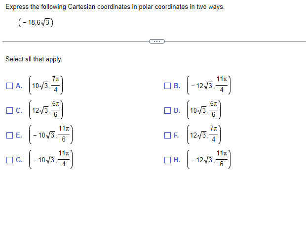 Solved Express the following Cartesian coordinates in polar | Chegg.com